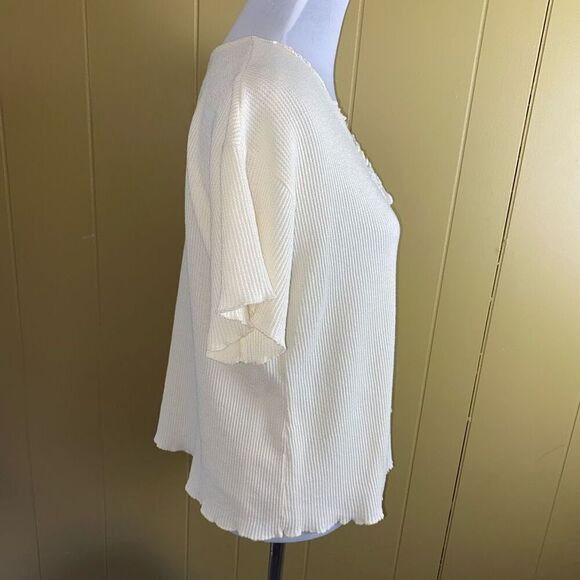 Adonna women M short sleeve & shorts waffle print pajama set cream color - Picture 4 of 15